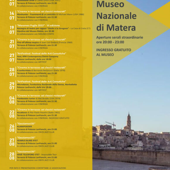 Museo Nazionale di Matera, aperture serali straordinarie