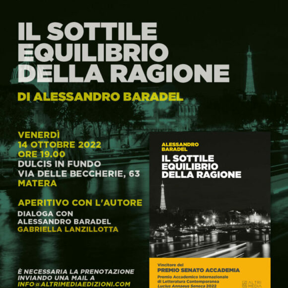 “Il sottile equilibrio della ragione” di Alessandro Baradel, presentazione a Matera presso Dulcis in fundo