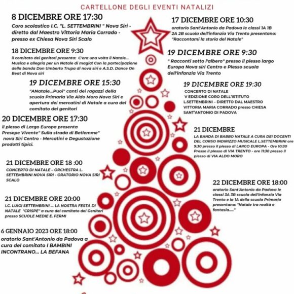 “Noi siamo… Natale 2022”: musica, danza, teatro e intrattenimento nel cartellone degli eventi natalizi promosso a Nova Siri dall’Istituto Comprensivo “Luigi Settembrini”