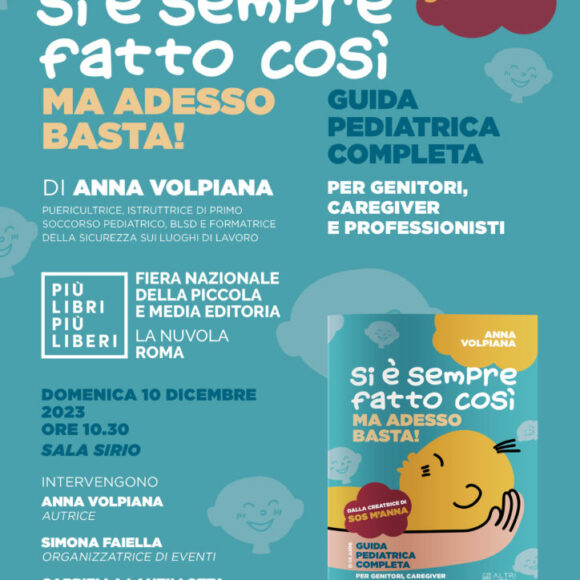 Altrimedia Edizioni a Roma alla fiera “Più libri più liberi”. Il 10 dicembre presentazione del volume “Si è sempre fatto così. Ma adesso basta!” di Anna Volpiana