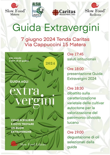 Guida agli Extravergini 2024, oggi la presentazione a cura di Slow Food Basilicata e della Condotta Slow Food di Matera