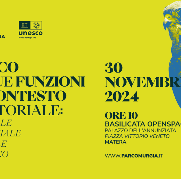 Il 30 novembre a Matera “Il Parco e le sue funzioni nel contesto territoriale: ambientale, patrimoniale, culturale, economico”. Incontro per sostenere un confronto partecipato sul presente e il futuro del Parco della Murgia Materana